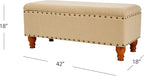 HomePop Large Rectangle Storage Bench with Nail Head Trim - Tan Linen