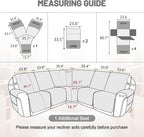 Recliner Sofa Covers 100% Waterproof Recliner Cover Washable Velvet L Shape Recliner Couch Covers for Sofa Pets Anti Slip Recliner Slipcovers with Pockets (5 Seat Sofa, Light Gray)