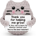 Teacher Appreciation Gifts for Women Cat Lover,Positive Crochet Animal for Teachers Mentors Coachs from Student, Emotional Crochet Support Cat