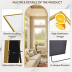 Suidia Arched Full Length Mirror, 59"x19" Floor Mirror Freestanding, Floor Standing Full Body Mirror with Stand for Bedroom, Hanging Leaning Mounted for Living Room Cloakroom, Gold