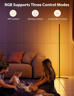 2PCS RGB Corner Floor Lamp, 64.5" RGB Color Changing Led Floor Lamp for Living Room APP and Remote Modern Light Bar with Music Sync and 16 Million Colors Dimmable Ambient Lighting for Bedroom