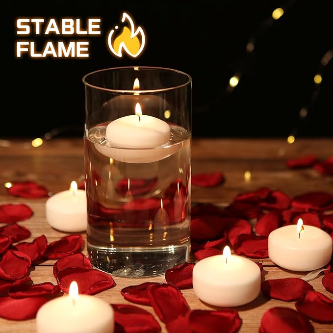 36 Pack White Floating Candles 1.75inch Unscented Floating Candle for Centerpieces 4-5 Hours Burning 1.75” Floating Candle Bulk for Wedding Party
