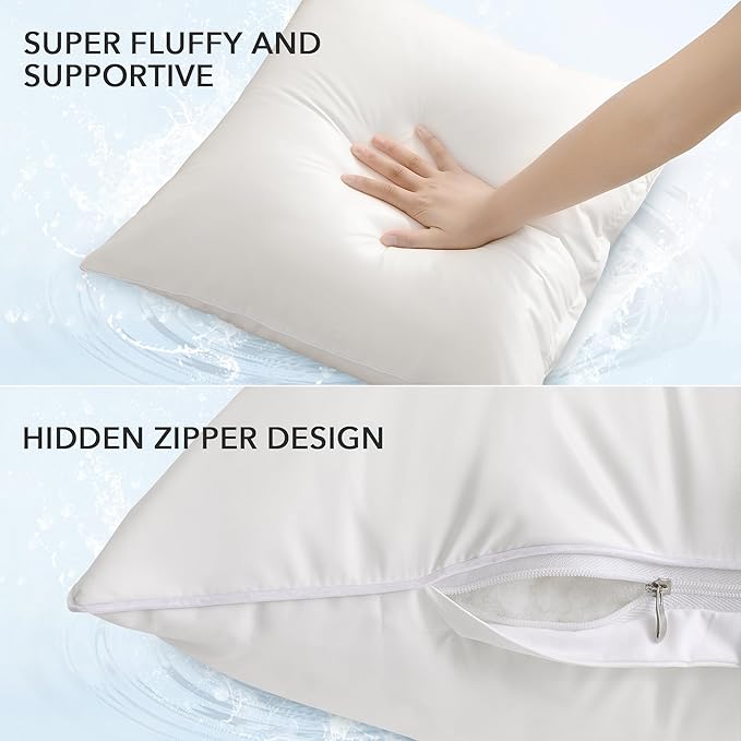 Oubonun 18x18 Outdoor Pillow Inserts (Pack of 4) - Square Waterproof Throw Pillow - Decorative Throw Pillows Insert for Couch Sofa Bed Patio Furniture - White Pillows