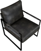 Lexicon Modern Accent Chair, Faux Leather Upholstered Living Room Chair With Wrapped Armrests,Arm Chair With Black Metal Frame,Comfy Single Chair For Living Room/Bedroom/Reading Room/Office,Dark Brown