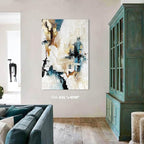 Office Wall Art Bedroom Abstract Canvas Art Wall Decor Living Room Yellow Pictures for Bedroom Beige Framed Artwork for Walls Home Decorations
