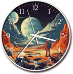 8 inch Silent Battery Operated Wall Clock, Decorative Round Wall Clock, Space Themed Astronauts