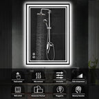24“ x 36” LED Mirror for Bathroom Front and Backlit Anti-Fog Dimmable 3 Colors LED Bathroom Mirror with Lights Memory Function Smart Mirror Wall Mounted Horizontal/Vertical ETL Listed