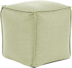 Howard Elliott Square Pouf Ottoman Foot Rest With Cover, Round Stuffed Filled Foot Stool, Fluffy Compact & Comfortable Soft Seating for Living Room & Bedroom, 20 x 20 x 18 Inch, Off White