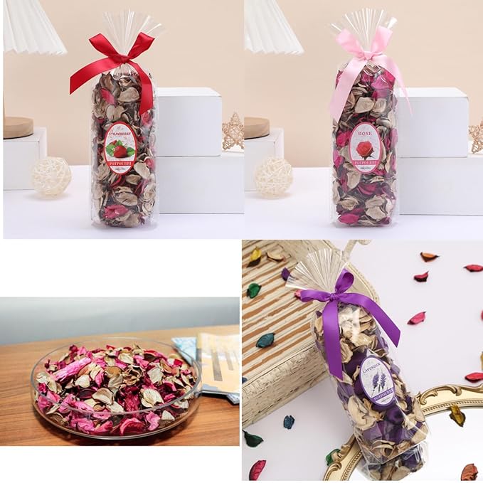Purple Lavender Potpourri Bowl Dried Flowers, 3PCS Spring Strawberry Potpourri Bowl Filler Rose Vase Bowl Filler Decorative for Perfume Home Decoration Long Lasting Aroma (Lavender , Rose, Strawberry)