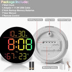 10 Inch LED Wall Clock with RGB Ambient Light, Auto-Dimming, RGB Color/Time/Date/Temp/Humidity Display, Dual Alarms & Timer, Adjustment Brightness,Digital Round Clock for Bedroom Classroom