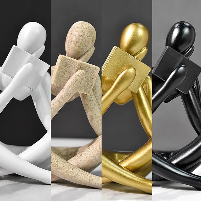 Gold Reading Women Statue, Thinker Sculptures, Abstract Art Ornament, Modern Aesthetic Figurine Decoration, Suitable for Home Living Room Bedroom Office Shelf Table Desk Bookshelf Decor (Gold Right)