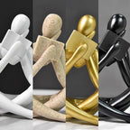 Gold Reading Women Statue, Thinker Sculptures, Abstract Art Ornament, Modern Aesthetic Figurine Decoration, Suitable for Home Living Room Bedroom Office Shelf Table Desk Bookshelf Decor (Black Right)