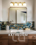 Bathroom Light Fixtures, 4 Light Brushed Gold Vanity Light, 26 Inch Modern Wall Sconces with Globe Milk White Glass Shade, Vanity Lighting Fixtures Over Mirror, VL195-BG-ML-4