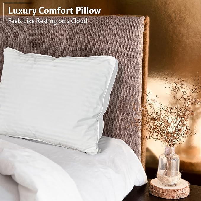 Down and Feathers Pillows King Size - Premium Soft Pillow Authentic Canadian White Goose Down 80% Feather 20% Down w/ 100% Cotton Cover for Comfort Luxury Experience - Fluffy & Easy Wash