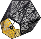Medium Modern Style Lamp Shades with Multiple Sides, ALUCSET Metal Lampshade with Pattern of Trees for Table Lamp and Floor Light, 7 x 13.8 x 9.5 Inch, Spider (Black/Gold)