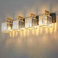 Modern Bathroom Vanity Light 4-Lights Black Gold Crystal Wall Lamp Bathroom Modern Crystal Vanity Lighting