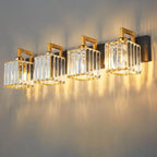 Modern Bathroom Vanity Light 4-Lights Black Gold Crystal Wall Lamp Bathroom Modern Crystal Vanity Lighting