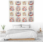 VUMIVI Watercolor Flower Cat Tapestry Colorful Cartoon Cute Animals Butterflies Abstract Art Print Tapestry Wall Hanging for Living Room Bedroom Dorm Classroom Aesthetic Decor W60xL50in