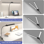 EppieBasic Desk Lamp,24W Led Desk Lamps with Clamp,Double Head Desk Light for Home Office, Architect Desktop Lamp Eye Care Workbench Office Table Light for Monitor Studio Reading