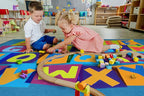 Booooom Jackson ABC Classroom Rug Elementary, Educational Carpet 6’7'’ x 9' Blue Preshool Seating Rug with Alphabet for School, Daycare, Reading Corner, Non-Slip