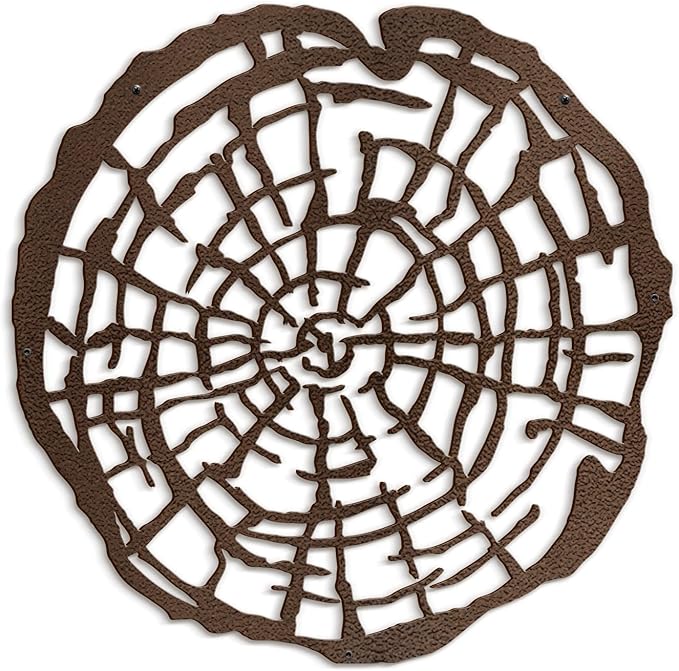 SIGNLEADER Metal Wall Art Decor Wood Rings of Tree Minimalist Modern Abstract Wall Sculpture Hangings Home Decoration for Living Room, Bedroom, Bathroom, Kitchen, Outdoor - 18" Bronze