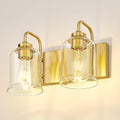 zeyu Bathroom Vanity Light Fixtures, 2-Light Wall Sconce for Bathroom Above Mirror, Gold Vanity Light with Clear Glass Shade, ZSL72B-2W BG