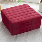 2 Pcs High Density Foam Floor Pillow - Upgraded Large Pillows Seating for Adults - Outdoor Floor Cushion with Soft Tufted Cover - Yoga Pillows for Sitting On Floor - 22 Inch Burgundy