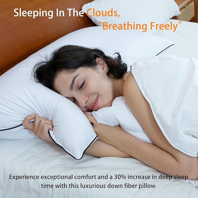 Luxurious Down Pillows - Standard Size, High Fill Power, Breathable Cotton Blend Shell,Down Pillow Ideal for Every Night (Off White, Standard (Pack of 2))