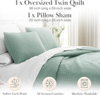 Southshore Fine Living, Inc. Twin Quilt Coverlet Bedding Set, Soft Brushed Microfiber Bedspread, Stain and Pet Hair Resistant Bedding, XL/Twin Blue Quilt Comforter Set with 1 Pillow Sham, Steel Blue
