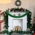 50Ft Green Christmas Garland Decorations,Xams Greenery Tinsel Stems Non-Lit Soft Twist Garland Decor for Tree Stairs Railing Front Door Mantle Fireplace Indoor Outdoor Holiday Home