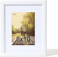 KTKDE 8x10 Picture Frame Real Glass, Display Pictures 5x7 with Mat or 8x10 Without Mat, Modern Style Wood Composite Frame,White Gallery Wall Frame & Table Top Display，best gift