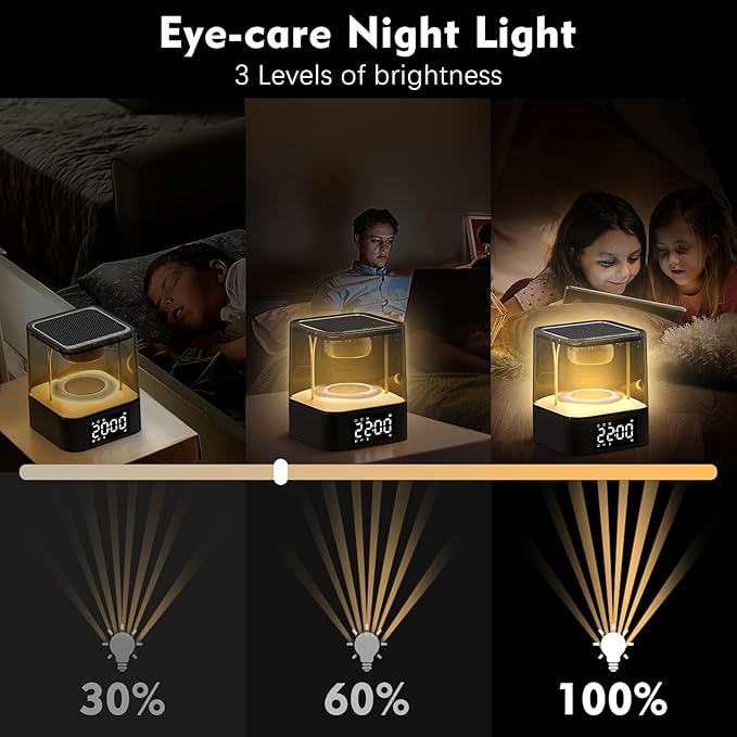 Night Light Bluetooth Speaker, Multi-Functional Dual Alarm Clock, MP3 Player, Touch Sensor Bedside Lamp, 48 RGB Color Changing, Gifts for 10 11 12 13 14 Year Old Teenage Boys Girls