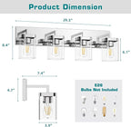 Chrome Bathroom Vanity Light, Square Design 4 Lights Morden Vanity Lighting Fixtures Over Mirror, Bathroom Vanity Light Fixtures for Living Room/Bedroom