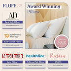 FluffCo Zen Fluff Pillows - Down Alternative - King Bed Pillow for Sleeping Made in USA - Luxury Hotel-Quality Pillow - 100% Cotton, 300 Thread Count (Soft King Size 1 Pack)