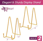 Plate Stands for Display - 2 Pack 6 Inch Gold Metal Frame holder stand for Book, Racks-Trendy & Sturdy Display Stand for Decorative Art Plate, Tablets, Recipe Book & Picture