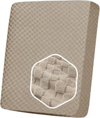 YEMYHOM Stretch Individual Cushion Covers Sofa Chair Seat Cushion Slipcovers Soft Couch Cover Replacement Large Checkered Furniture Protector with Elastic Bottom (1 Pc Cushion Cover, Khaki)
