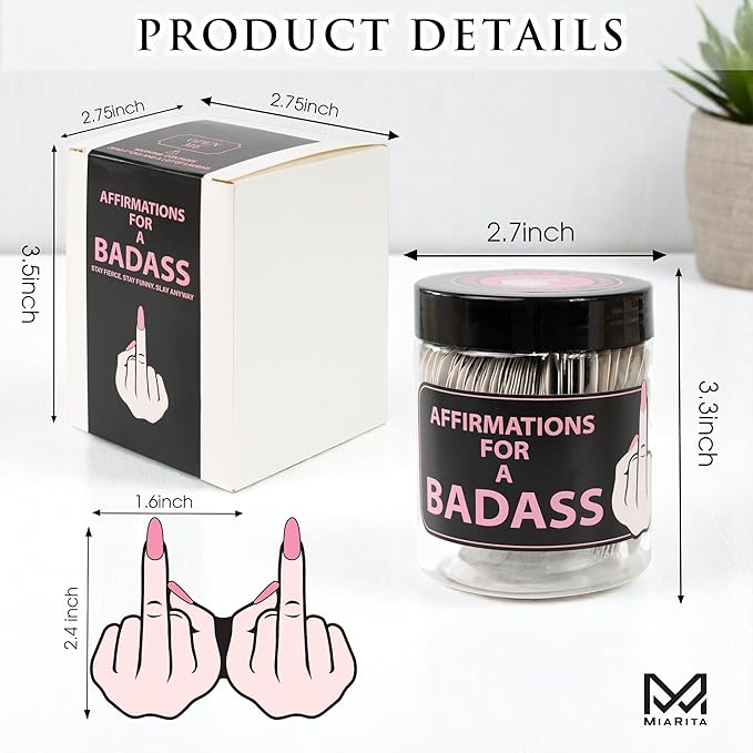 Badass Affirmation Jar – Christmas Gifts for Women, Inspirational and Relaxation Gift for Her, Boss Lady, Besties, Friend, Birthday Gifts for Her, Women, Sister, Coworker, Stocking Stuffers
