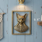 JJALIGHTS Animal Heads Wall Decor Bastet Resin Sculptures Bast the Cat-headed Goddess Wall Hanging Decoration Imitation Copper vintage Goddess of Cats Wall Sculpture for Living Room Bedroom Office
