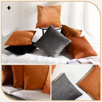 Pack of 6 Decorative Velvet Throw Pillow Covers Solid Square Soft Pillowcase Set Cushion Cases for Sofa Couch Bed Car Christmas Fall Home Decor 18 x 18 inch(Orange Color Scheme)