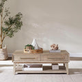 Liberty Furniture Brentwood Cocktail Table with Drawer Storage for Living Room - Sandstone Oak Wood