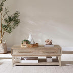 Liberty Furniture Brentwood Cocktail Table with Drawer Storage for Living Room - Sandstone Oak Wood