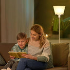 Standing Lamp for Bedroom, Gold Floor Lamp with White Plastic Shade, Modern Tall Standing Lamps Bright Floor Lamp for Living Room Office, Bulb Not Included.