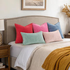 decorUhome Spring Chenille Soft Cozy Throw Pillow Covers 12x20 Set of 2, Modern Farmhouse Boho Velvet Decorative Pillow Cases with Stitched Edge for Couch Sofa Bed Home Decor, Christmas Red