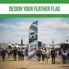 Custom Feather Flag(11.5x2.5FT) by BCB Print for Business Outdoor | Optional 15 FT Pole & Ground Spike | DIY Swooper Flag Banner | HD Printed Custom Sign | Express Dispatch & Ship | Made in USA