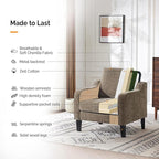 VINGLI Accent Chairs Set of 2 Living Room Chairs Light Brown Reading Chair for Bedroom Scooped Arm Chair Mid Century Modern Accent Chairs Upholstered Comfy Chair for Apartment, Waiting Room