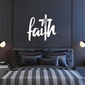 Faith Cross Metal Wall Sign, Faith Metal Wall Decor, Christian Cross Wall Decor, Religious Art Wall Decor, Spiritual Wall Art, Metal Wall Art, Wall Decor for Living room, Church (32"x29" | 80x73cm, White)