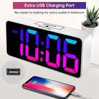 DreamSky Large Digital Alarm Clock Big Numbers for Seniors & Visually Impaired, RGB 9 Inches Desk Clock for Bedroom, Dimmable Jumbo Display, USB Ports, Loud Alarm for Heavy Sleepers, Adjustable Volume