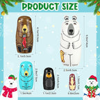 Gejoy Russian Nesting Dolls for Kids Handmade Matryoshka Wooden Stacking Toys Nesting Dolls Collectible Gifts for Winter Christmas Holiday Present Boys Girls Adults Home Decor(Bear Animal)