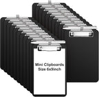 Sabary 24 Pack Bulk Mini Clipboards with Pen Holder Clip Black A5 Memo Clipboard 6x9 Plastic Check Presenters for Restaurants School Office Hotel Shopping List (Pen Not Included)