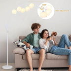 HMVPL White Floral Floor Lamp, Cute Flower Standing Lamp for Bedroom, Modern Tall Lamp with 5 G9 LED Bulbs, Foot Switch, Acrylic Shade, Curved Floor Lamp for Living Room Corner Bedside Kids Home Decor